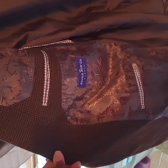 Men's Savile Row Brown Check Plaid Blazer Jacket sz 46R - Picture 3 of 7